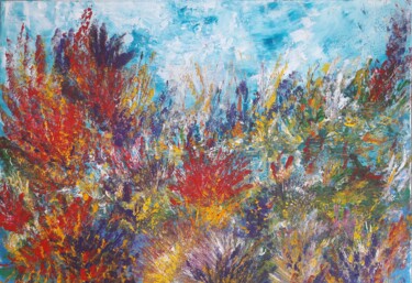 Peinture intitulée "NUANCES DE BLEUS" par Christiane Guerry, Œuvre d'art originale, Acrylique Monté sur Châssis en bois