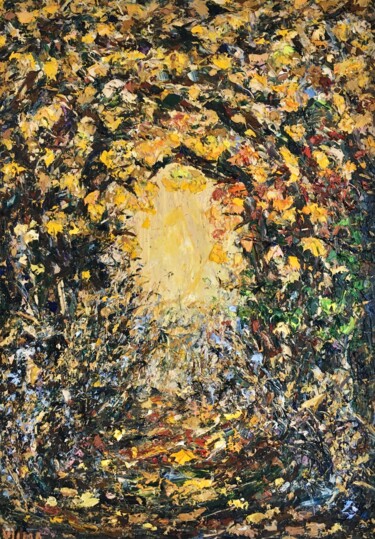 Autumn Forest Impasto Oil Painting On Canvas Original Signed Peinture intitulée "Autumn Forest Impas…" par Vilma Gataveckiene, Œuvre d'art originale, Huile