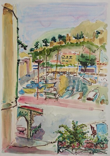 Painting titled "Cassis, le port" by Vincent Dumolard, Original Artwork, Watercolor