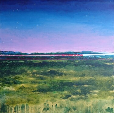 Peinture intitulée "Train de nuit" par Jean-Louis Maurer, Œuvre d'art originale, Acrylique