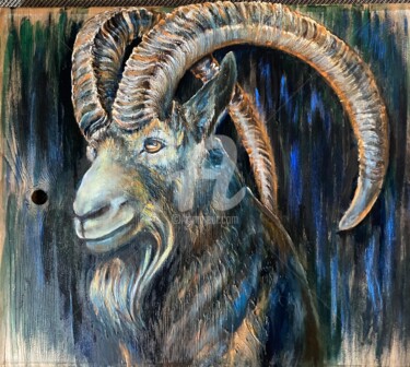 Malerei mit dem Titel "Der alte Alpenkönig" von Oksana Grossenbacher, Original-Kunstwerk, Öl