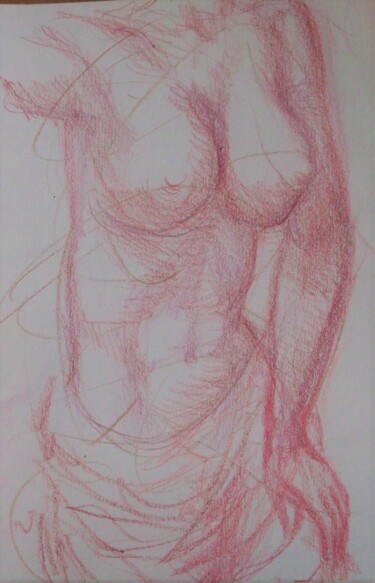 Dessin intitulée "Female Torso in Red" par Edwin Loftus, Œuvre d'art originale, Pastel Monté sur Autre panneau rigide