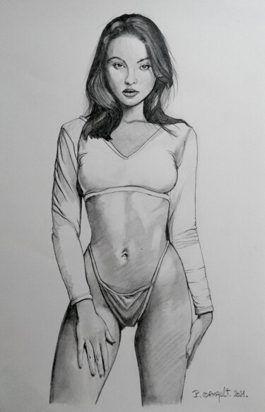 Dessin intitulée "Sophie La Sage" par Philippe Cormault, Œuvre d'art originale, Crayon
