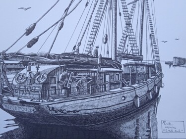 Drawing titled ""la Belle Poule"sor…" by Patrick Mévellec, Original Artwork, Marker