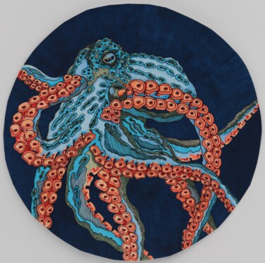 Рисунок под названием "Ocean (octopus 1)" - Oxana Kondratenko, Подлинное произведение искусства, Маркер