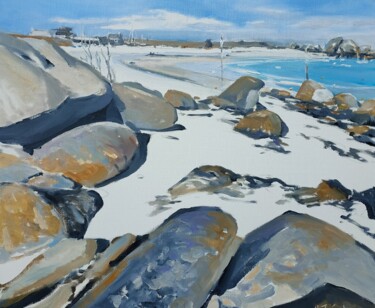 Peinture intitulée "Brignogan , la plag…" par Nicolas Tréanton, Œuvre d'art originale, Huile