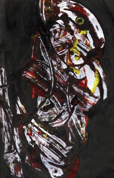 Malerei mit dem Titel "lapin névrotique" von Francisco Mendes, Original-Kunstwerk, Acryl