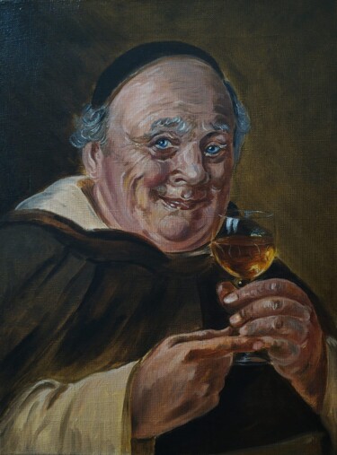 Peinture intitulée ""Winemaker"" par Elena Lyutcher, Œuvre d'art originale, Huile Monté sur Châssis en bois