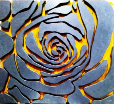 Collages titled "Rosa nº 1" by Antonio Martinez Ruiz, Original Artwork, Wood