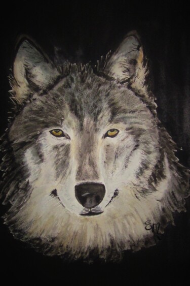 Painting titled "WOLF - Aquarelle or…" by Eliane Morvan (CREADELI  "les petits bonheurs d'Eli"), Original Artwork, Watercolor