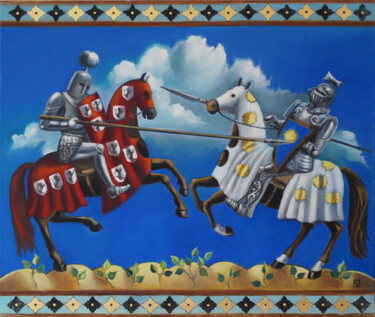 Pintura titulada "The tourney" por Julija Demenkova, Obra de arte original, Oleo