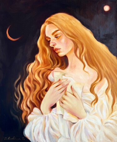 Unsent letter Painting titled "Unsent letter" by Isolde Pavlovskaya, Original Artwork, Oil Mounted on Wood Stretcher frame