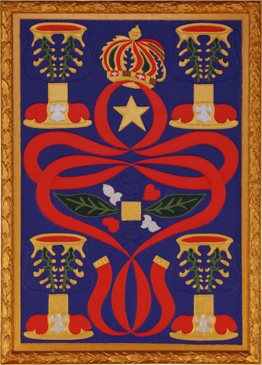 Peinture intitulée "Quatre de Coupe" par Marcel Mariono, Œuvre d'art originale, Acrylique