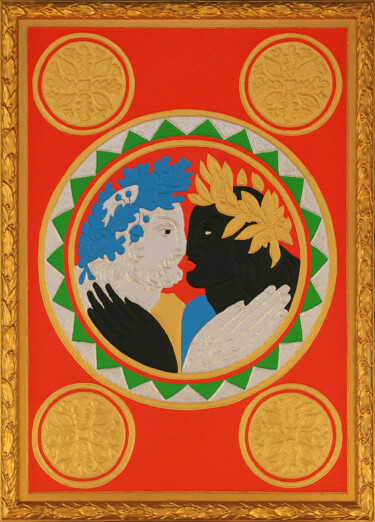 Peinture intitulée "Cinq de Denier" par Marcel Mariono, Œuvre d'art originale, Acrylique