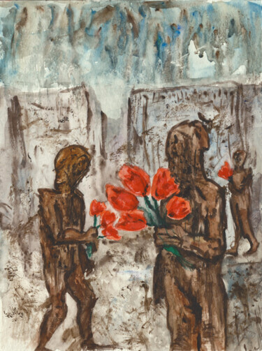 Flowers of early spring 绘画 标题为“Flowers of early sp…” 由Yuliya Kachan, 原创艺术品, 水彩