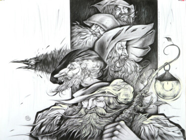 제목이 "Warriors"인 그림 Natasha Ermolaeva로, 원작, 흑연