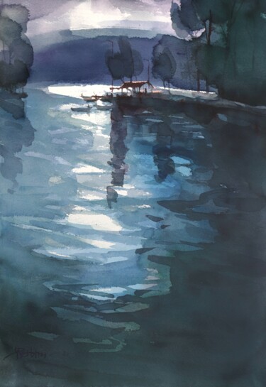 Painting titled "Let there be sparkl…" by Prashant Prabhu, Original Artwork, Watercolor