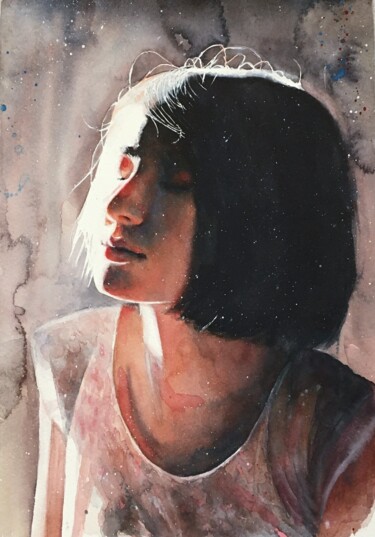제목이 "Brunette girl portr…"인 미술작품 Nina Ingilevich로, 원작, 수채화