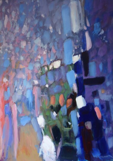 Schilderij getiteld "Symphonie colorée" door Pierre Vanmansart, Origineel Kunstwerk, Acryl Gemonteerd op Frame voor houten b…