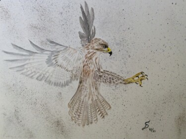 Malerei mit dem Titel "Der Angriff / L‘ at…" von Stefan Dhein, Original-Kunstwerk, Aquarell