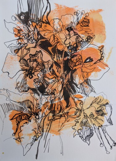 Malerei mit dem Titel "autumn kiss" von Irina Kindritska, Original-Kunstwerk, Tinte
