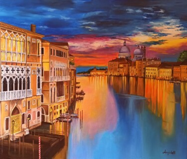 Riflessi sul Canal Grande Schilderij getiteld "Riflessi sul Canal…" door Anna Rita Angiolelli, Origineel Kunstwerk, Olie Gemonteerd op Frame voor hout…