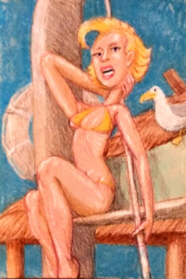 Σχέδιο με τίτλο "Pretty Girl 9, At t…" από Edwin Loftus, Αυθεντικά έργα τέχνης, Παστέλ Τοποθετήθηκε στο Άλλος άκαμπτος πίνακ…