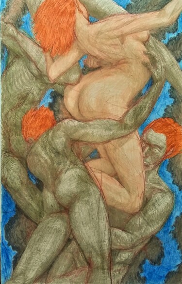 Column of Smoke Drawing titled "Column of Smoke" by Edwin Loftus, Original Artwork, Pastel Mounted on Other rigid panel