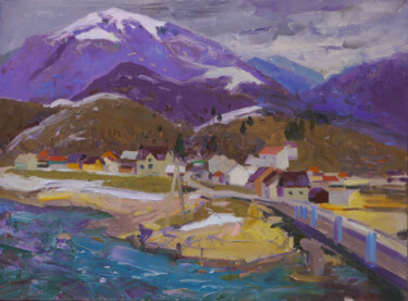 The beginning of spring in Kolochava 绘画 标题为“The beginning of sp…” 由Victor Onyshchenko, 原创艺术品, 油