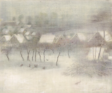 Winter Games Pittura intitolato "Winter Games" da Sergej Pisarenko, Opera d'arte originale, Olio