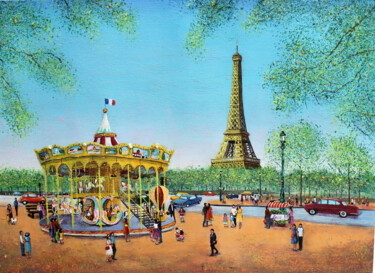 Le carousel de Paris Peinture intitulée "Le carousel de Paris" par Elika Dessapt, Œuvre d'art originale, Acrylique
