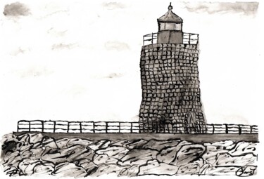 Peinture intitulée "Le phare" par Mf Arts-Créations, Œuvre d'art originale, Acrylique
