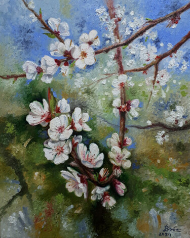 Peinture intitulée "Blooming apricot tr…" par Serhii Voichenko, Œuvre d'art originale, Huile