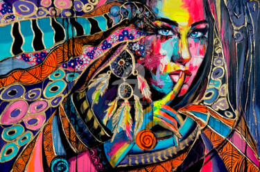 Dream Catcher. Asibikaashi Peinture intitulée "Dream Catcher. Asib…" par Lana Frey, Œuvre d'art originale, Acrylique