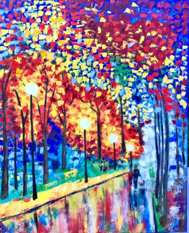 Осенний парк Painting titled "Осенний парк" by Tanya Dulac, Original Artwork, Oil