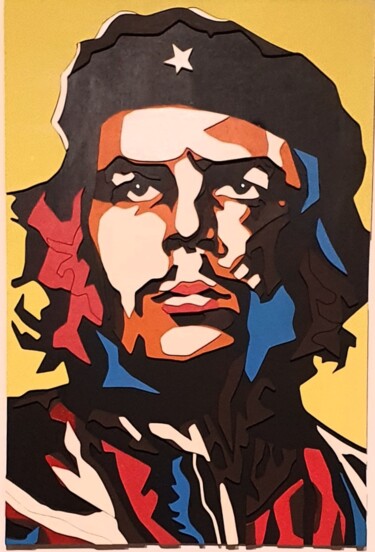 Sculpture titled "Che Guevara" by Ludovic Latreille, Original Artwork, Wood