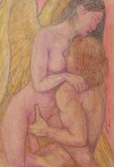 Making Love with an Angel 2 图画 标题为“Making Love with an…” 由Edwin Loftus, 原创艺术品, 粉彩 安装在其他刚性面板上