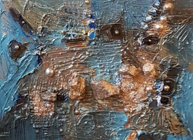 Falaises bleues Peinture intitulée "Falaises bleues" par Muriel Cayet, Œuvre d'art originale, Acrylique Monté sur Châssis en bois