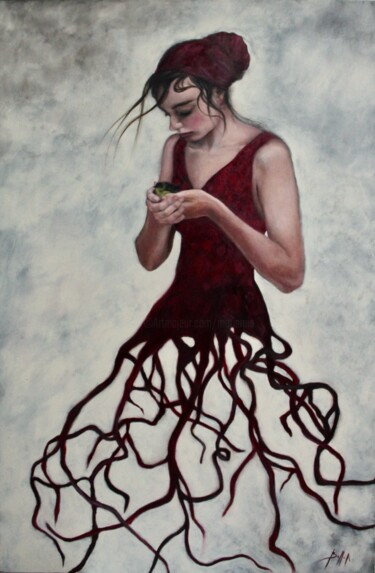 Painting titled "Flying roots II" by Federica Belloli, Original Artwork, Acrylic