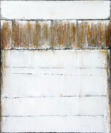 No. 1307_Copper running on white 绘画 标题为“No. 1307_Copper run…” 由Guido Lötscher, 原创艺术品, 油 安装在木质担架架上