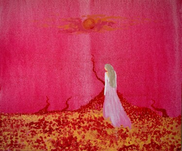 Painting titled "La Veuve" by Wallace Azor, Original Artwork, Acrylic Mounted on Wood Stretcher frame