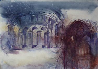 Painting titled "Vintage interior" by Dobrodiy Alexandr, Original Artwork, Watercolor