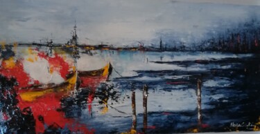 Painting titled "Cromatismi del blu…" by Eleonora Cavaliere, Original Artwork, Oil