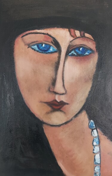 Peinture intitulée "Inspiration Modigli…" par Elisabeth Fabre Derulliere, Œuvre d'art originale, Huile