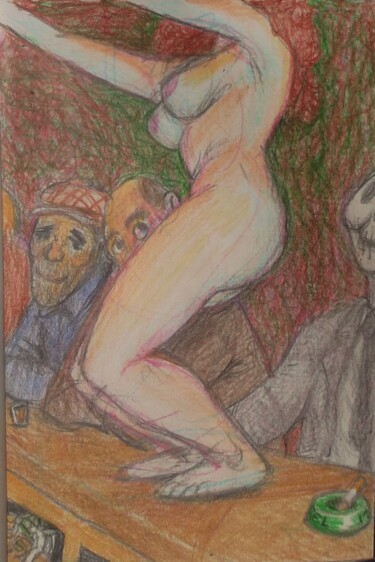 图画 标题为“Dancing Naked on th…” 由Edwin Loftus, 原创艺术品, 粉彩 安装在其他刚性面板上