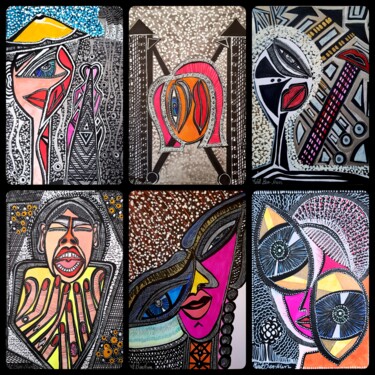 Abstract artwork Israeli portraits Mirit Ben-Nun artist Painting titled "Abstract artwork Is…" by Mirit Ben-Nun, Original Artwork, Ink