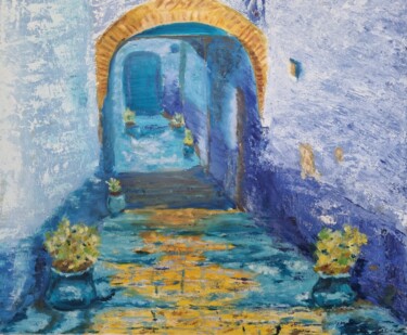Peinture intitulée "Cheminement village…" par Cathy Occo, Œuvre d'art originale, Huile