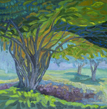 Painting titled "Garden #5" by Lilit Vardanyan, Original Artwork, Oil