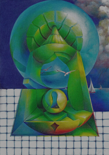 Disegno intitolato "Keyhole" da Symona Colina, Opera d'arte originale, Matita