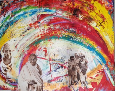 Peinture intitulée "GANDHI" par Frédérique Louvet, Œuvre d'art originale, Acrylique